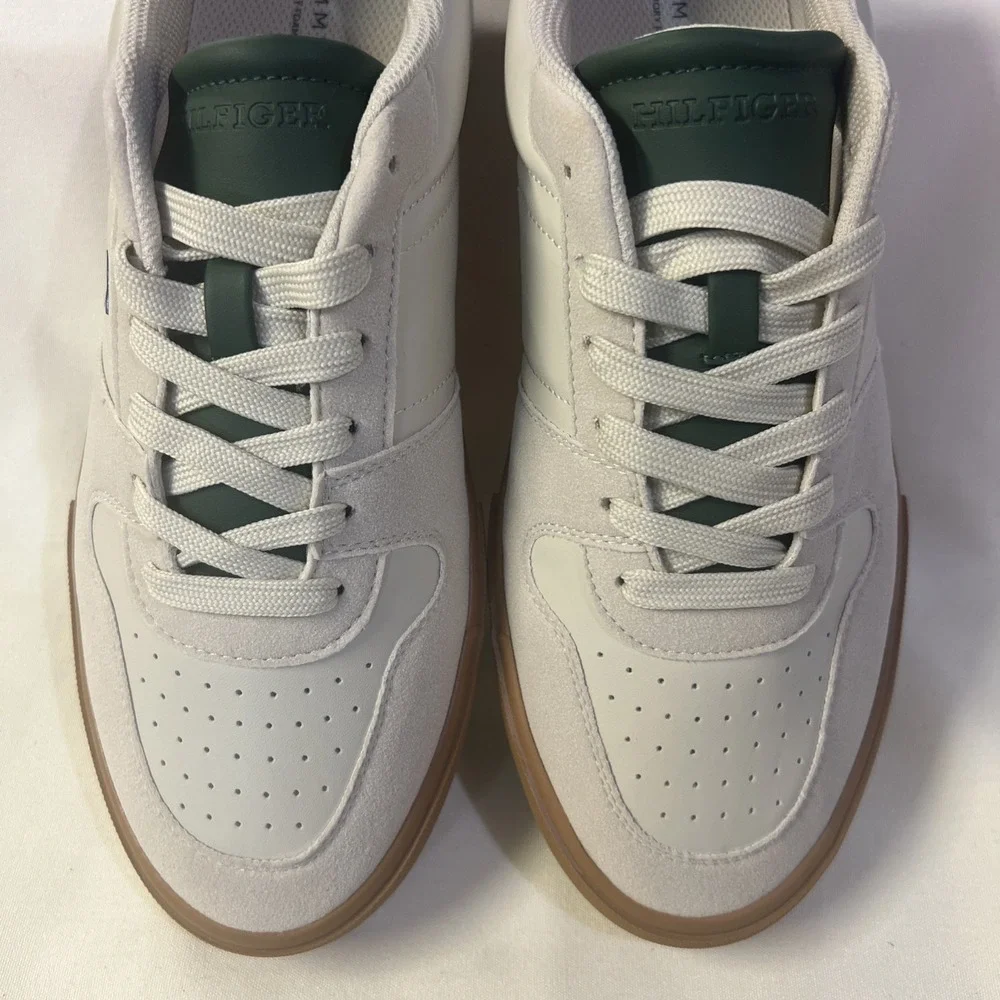 Tommy Hilfiger TMRENCHAL-C Beige/Green Gum Sole Lace-Up Sneakers Men 9